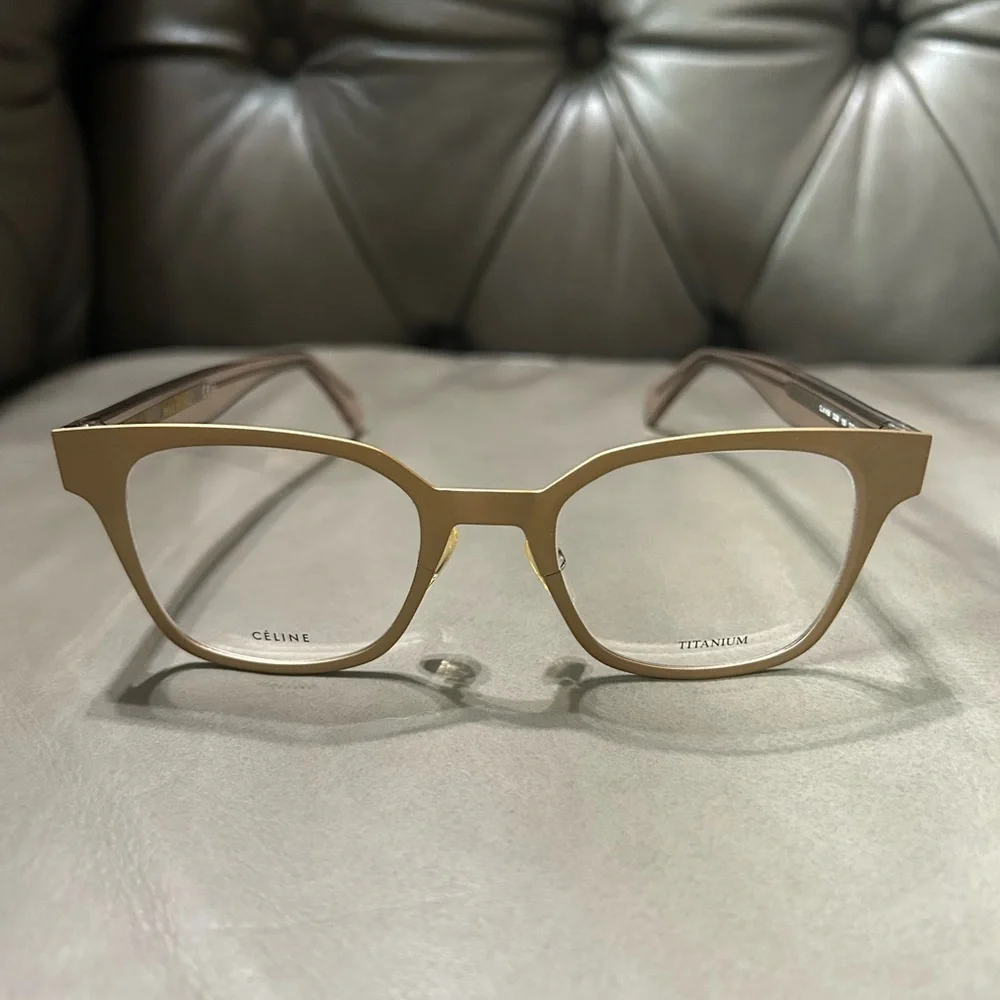 CELINE CL41456 Titanium Gold Square Eyeglasses Made in Italy w/ Case